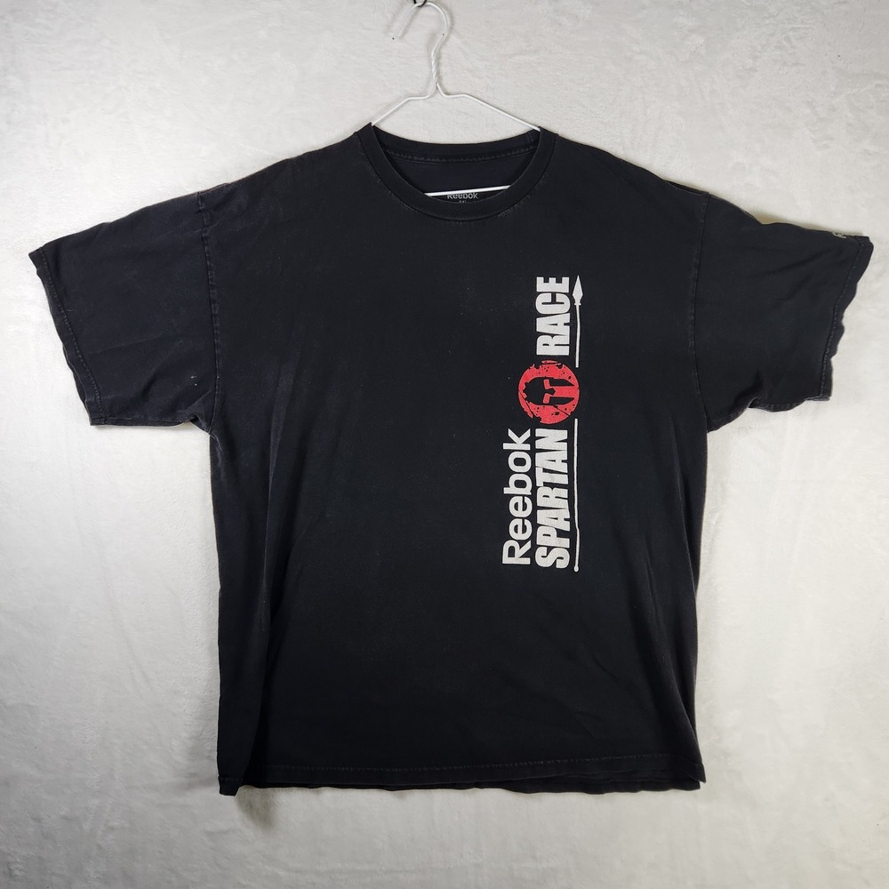 Reebok Spartan Race T-Shirt Mens 2XL Black Short‎ Sleeve Cotton Graphic Tee